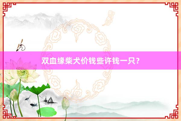 双血缘柴犬价钱些许钱一只？